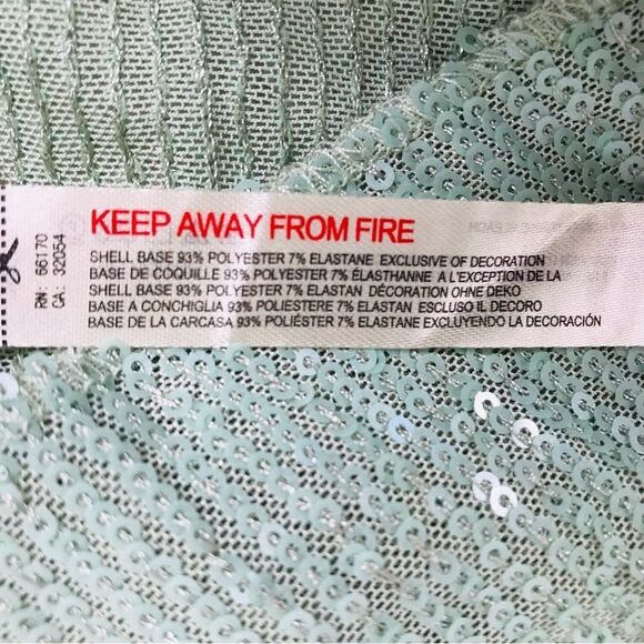 FREE PEOPLE Gold Rush Sequin Long Sleeve Top Tee Mint Green Medium Large New - Picture 9 of 11